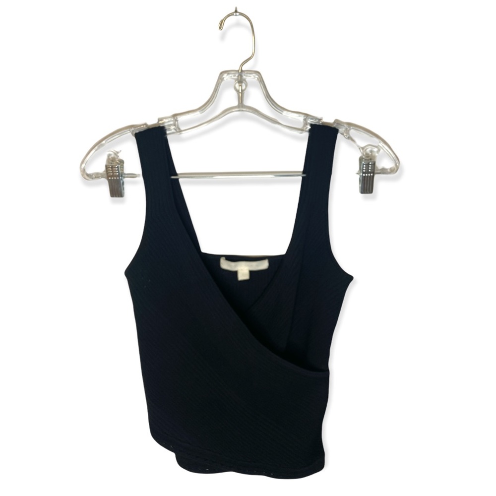 Jonathan Simkhai black ribbbed cross tank